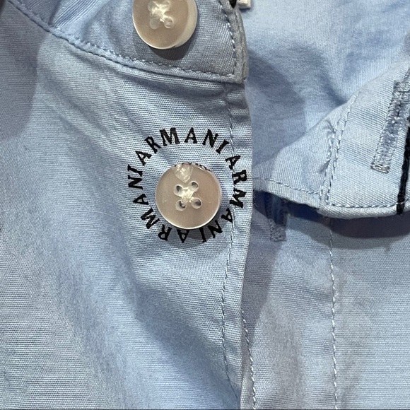 Giorgio Armani Baby Toddler Boy Button Down Shirt Size 18M Blue Cotton EUC - Picture 7 of 14